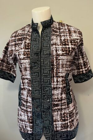 Ankara Fusion – Ivory & Cocoa with Noir Accents