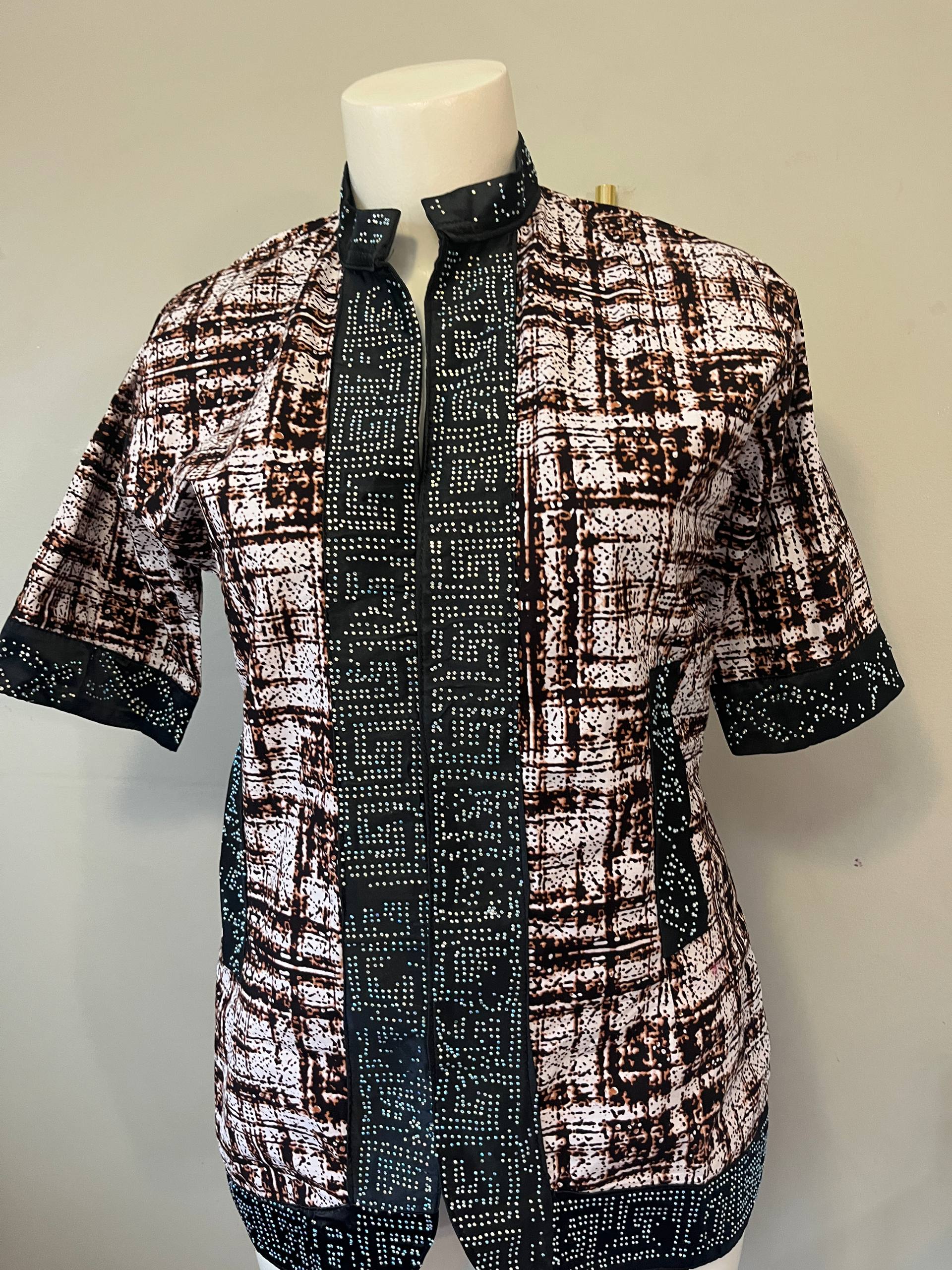 Ankara Fusion – Ivory & Cocoa with Noir Accents Ankara Fusion – Ivory & Cocoa with Noir Accents - Image 2