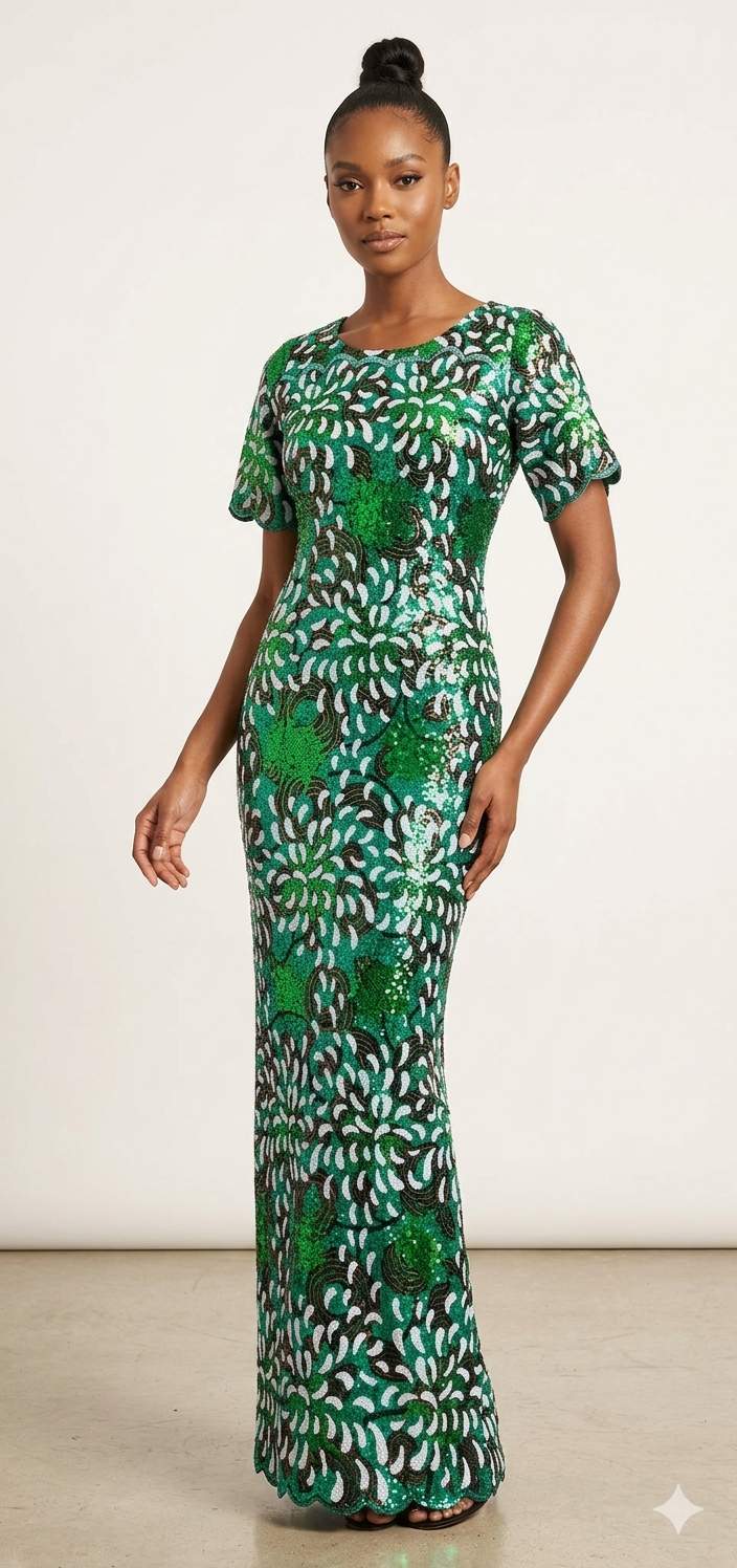Sequin Lace – Emerald Noir Elegance Sequin Lace – Emerald Noir Elegance