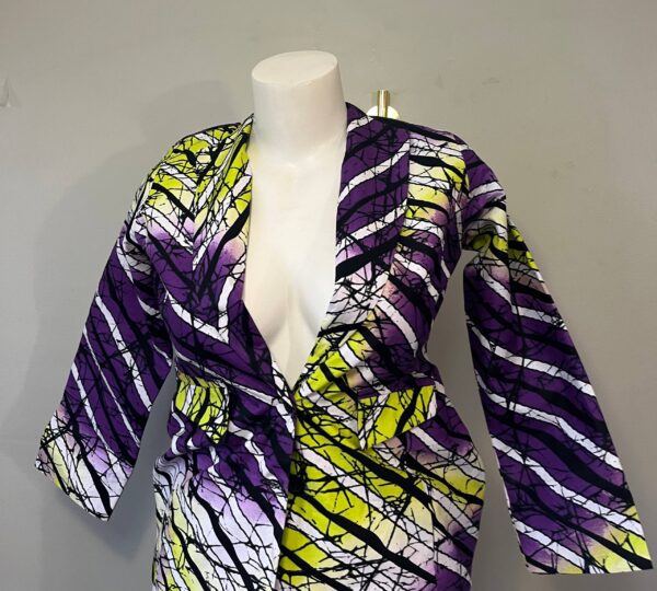 Stylish African print women’s blazer with floral Ankara design