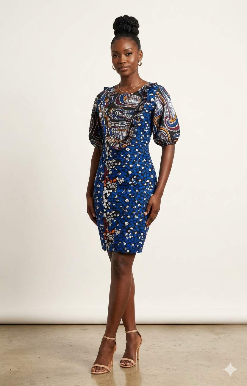 Royal Blue Ankara Dress Elegant African Print Women's Fashion Royal Blue Ankara Dress Elegant African Print Women's Fashion