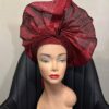Luxury Auto Gele for Women – Ready to Wear African Headwrap Wine luxury gele for owambe