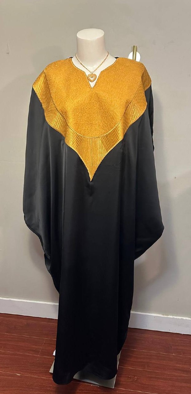 Luxury Satin Abaya for Women – Elegant African Kaftan Dress Elegant modest abaya dress Black satin kaftan dress