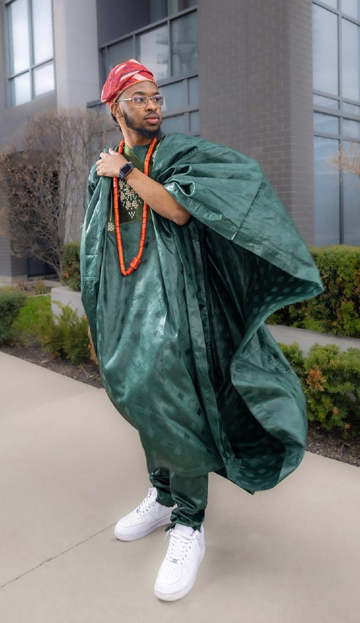 Emerald Green Men’s Agbada – Premium Nigerian Traditional Outfit Guinea brocade traditional wear for men