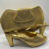 Italian Gold Swarovski Shoes and Bag Set Italian gold Swarovski shoes and matching bag set with 4-inch heels for women