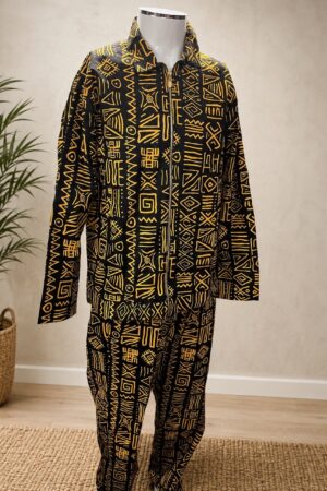 Black & Yellow Gold Ankara Jacket Set