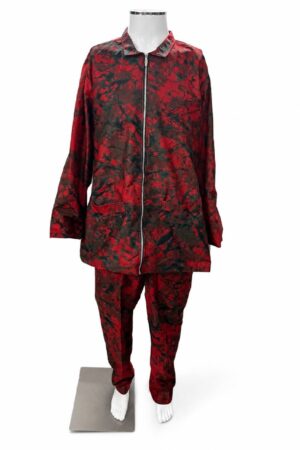 Red & Black Adire Jacket & Pants Set